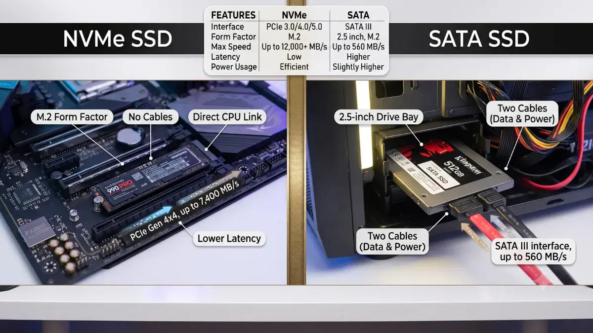 Perbedaan SSD NVMe vs SATA, Mana yang Lebih Baik?